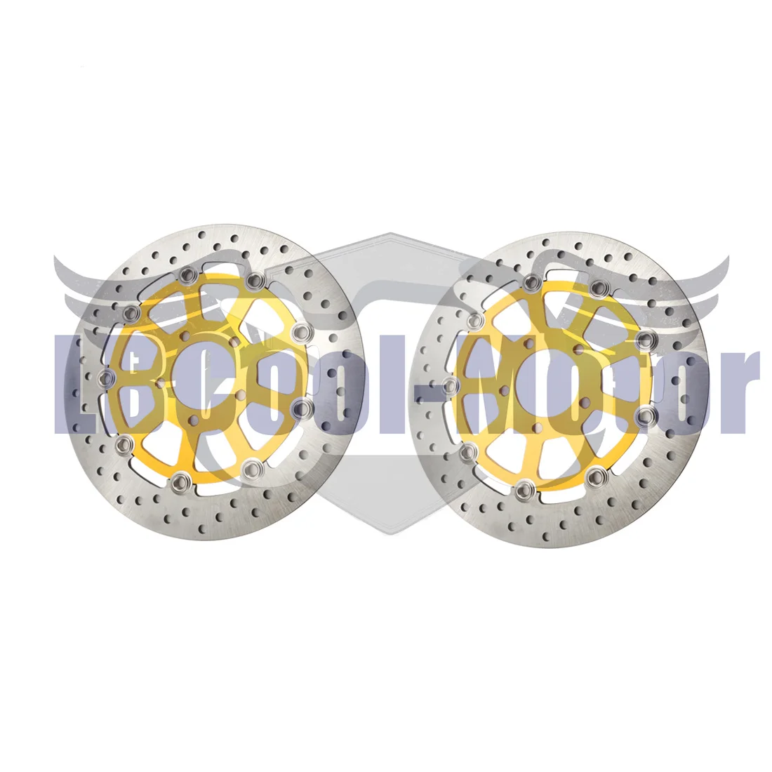 Black/Gold Front Wheel Brake Discs Rotors For SUZUKI GSX1300R Hayabusa 1999-2007 GSX1400 2001-2007