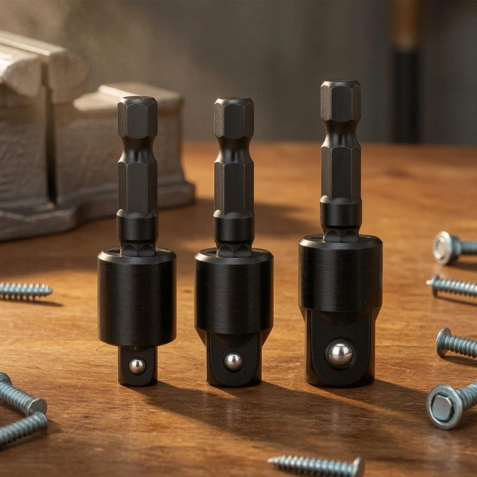 3 Pieces Universal Socket Adapter Set High Rotational Force Hex to Square Drive Adapter Tool Accessory Wear-Resistant view 4