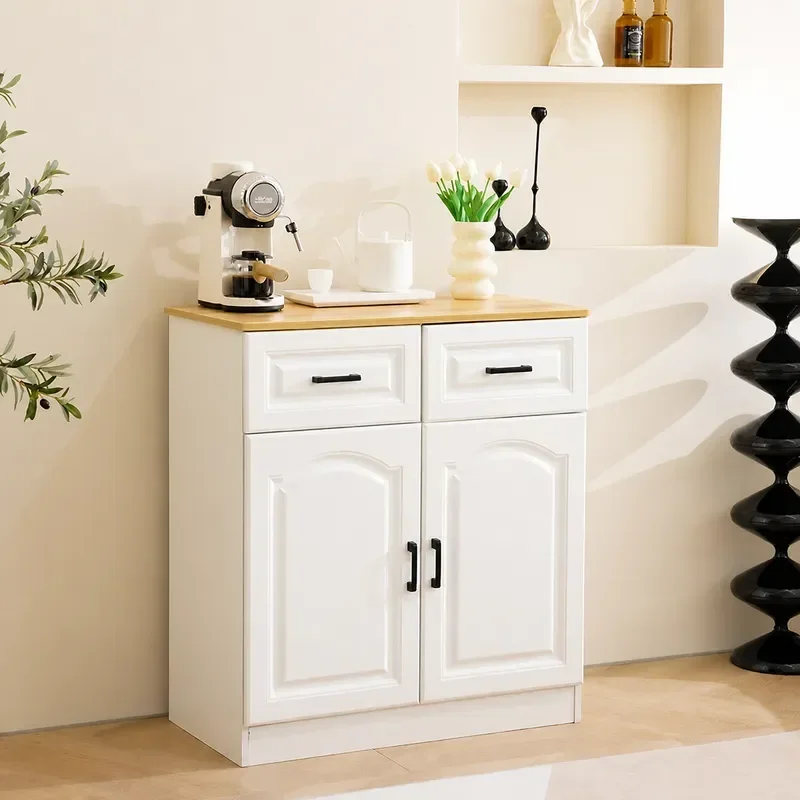 Solid Wood Dining Side Cabinet European Style Storage Shelf Tea Cupboard Kitchen Bowl Cabinet Living Room Wall Balcony Unit