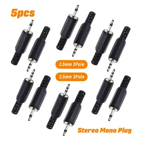 5pcs 2.5mm Stereo / Mono Audio Male Plug 2/3 Sections Earphone Socket Connector for Microphone Headphone Jack