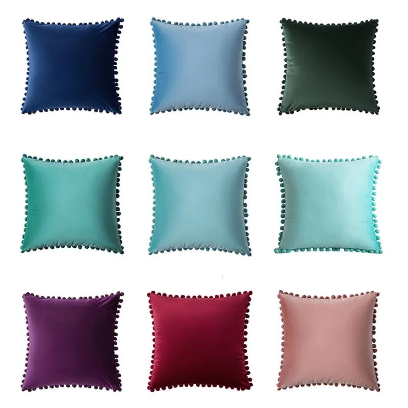 30x50cm 45x45cm 50x50cm Decorative Throw Pillow Covers with Cute Pom Pom Square Soft Cushion Case Home Decor for Couch Sofa Bed