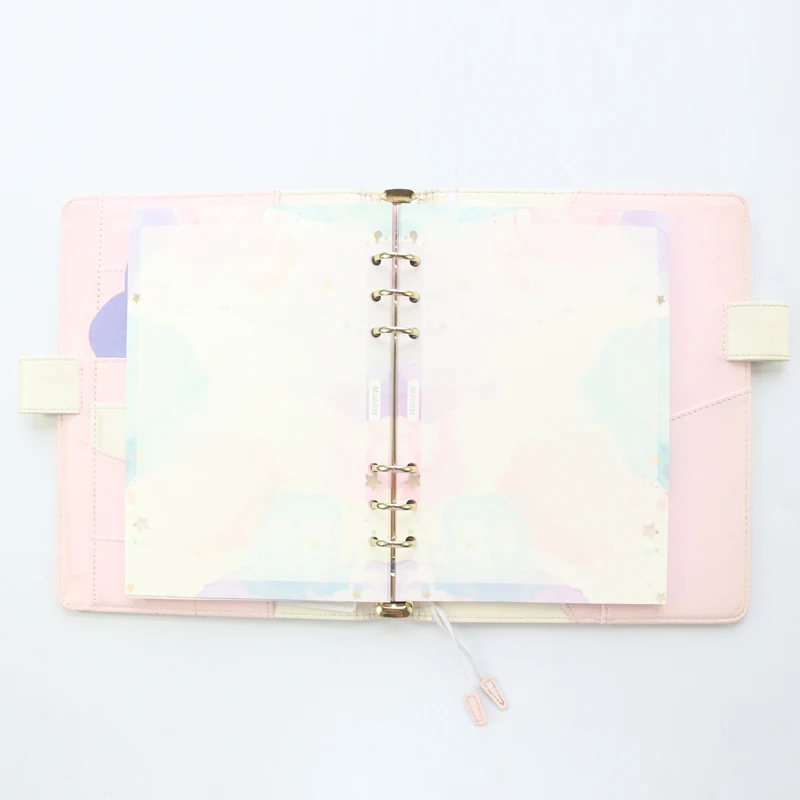 Domikee cute creative gold foil stars pattern 6 rings refillable notebooks inner paper sheets stationery supplies A5A6 40sheets