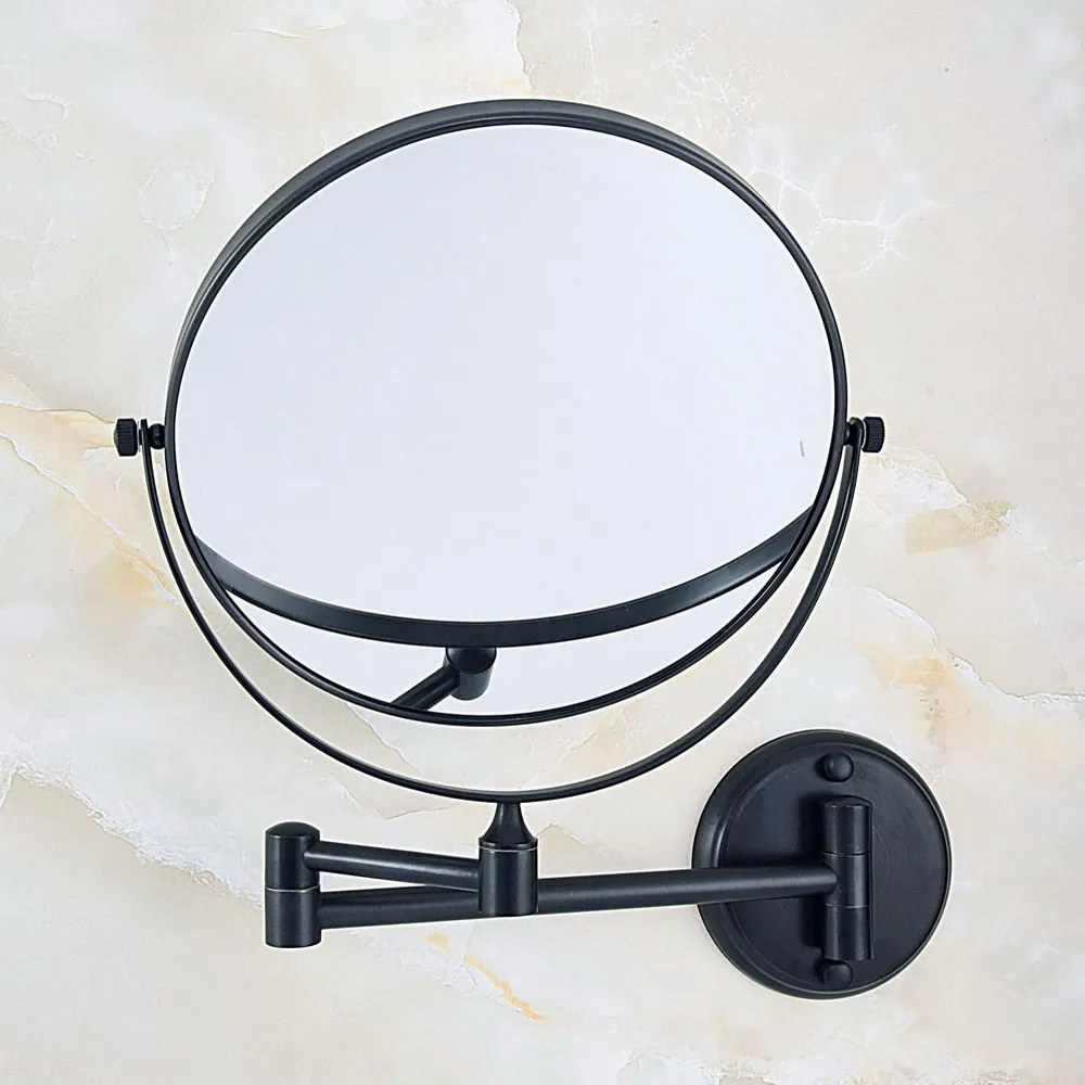 

Bathroom Makeup Mirror Folding Arm Cosmetic Mirrors Wall Mounted 1x 3 x Magnifying Mirror Double Side Round Black Mirror tba634