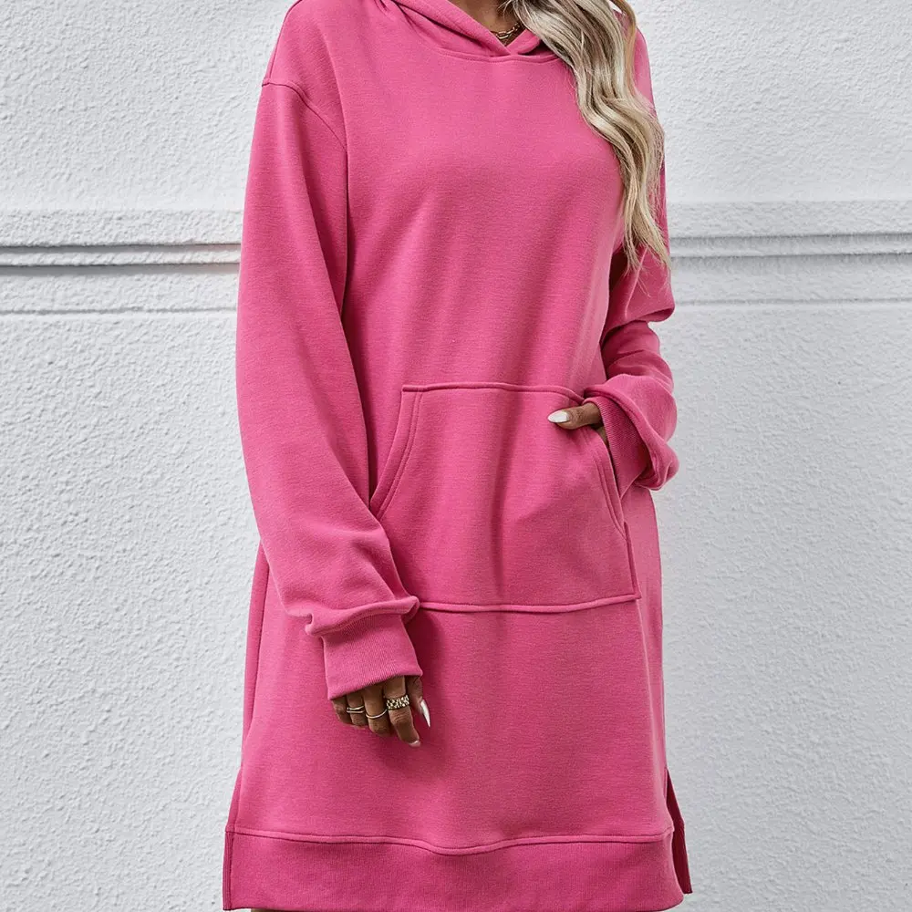 カジュアルなミドル丈のAラインドレス、ストレートスリーブ、ラウンドネックデザイン、ボディフィットスタイル、レディースファッションスカートアンサンブル