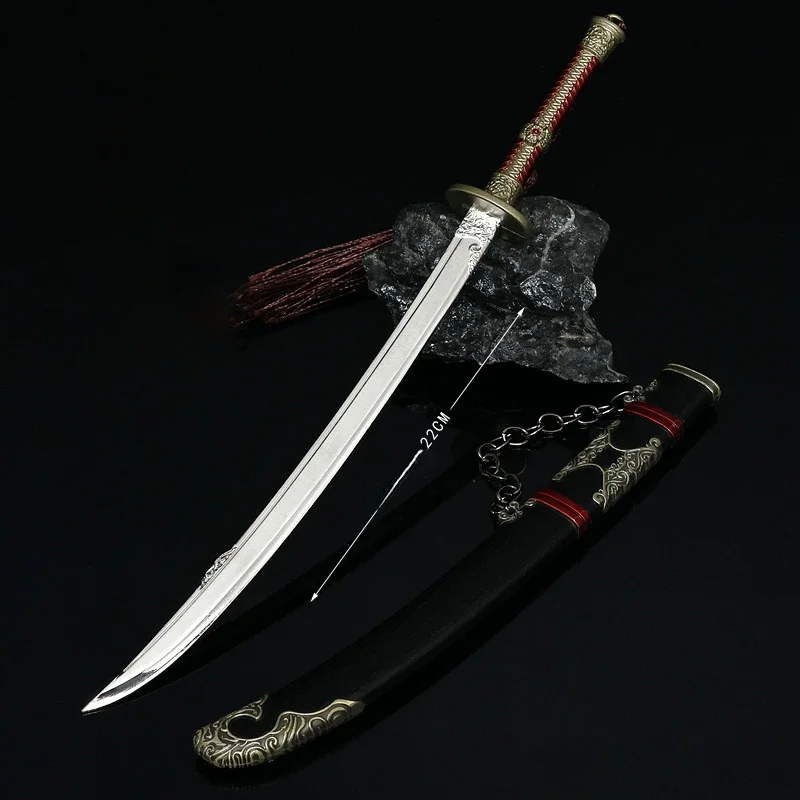 22cm/ 8.66in Crazy Ling Knife Swords Crimson Flame Imperial Guard Weapon Props Anime Peripheral Metal Model Toy Collectible Desk