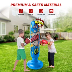 Inflatable Punching Bag for Children Family Boxing, Free Standing Kickboxing Bopper for Karate Taekwondo Children Boxing Bag