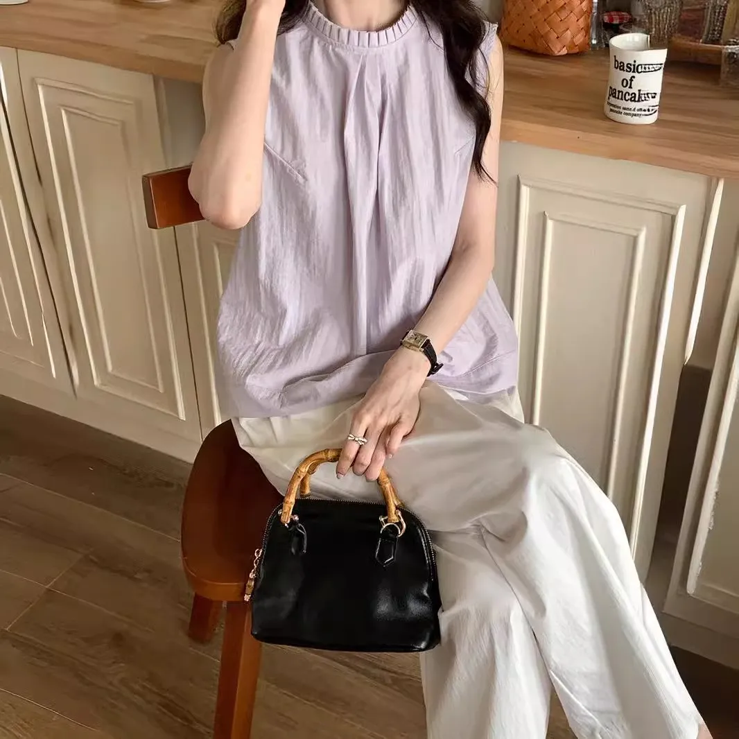 سترة صيفية كاجوال Bal Strapl Svel irt للنساء متعددة الاستخدامات ومريحة من القطن بتصميم دائري Ne