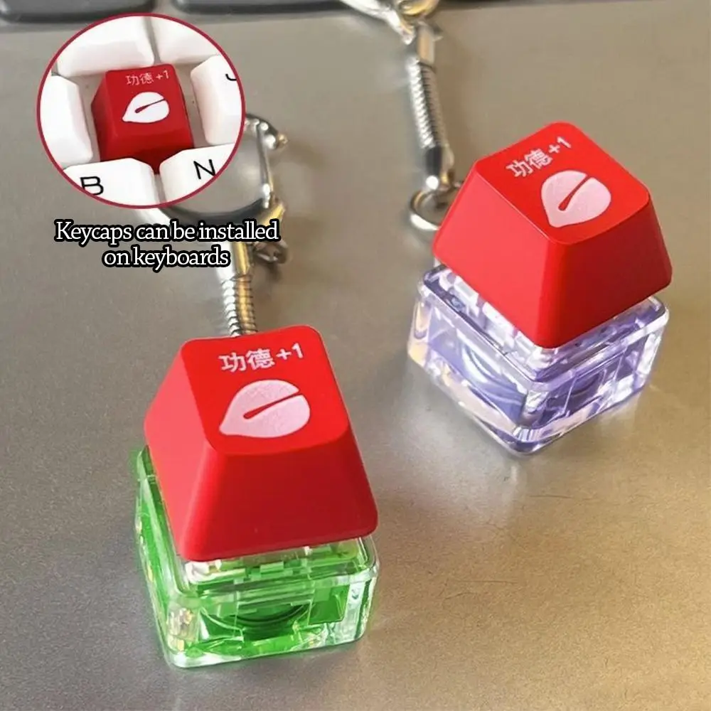 Relaxing DIY Keyboard Fidget Keychain Keys Button With Light Finger Keyboard Caps Relief Stress Pass The Time Pinch Toy