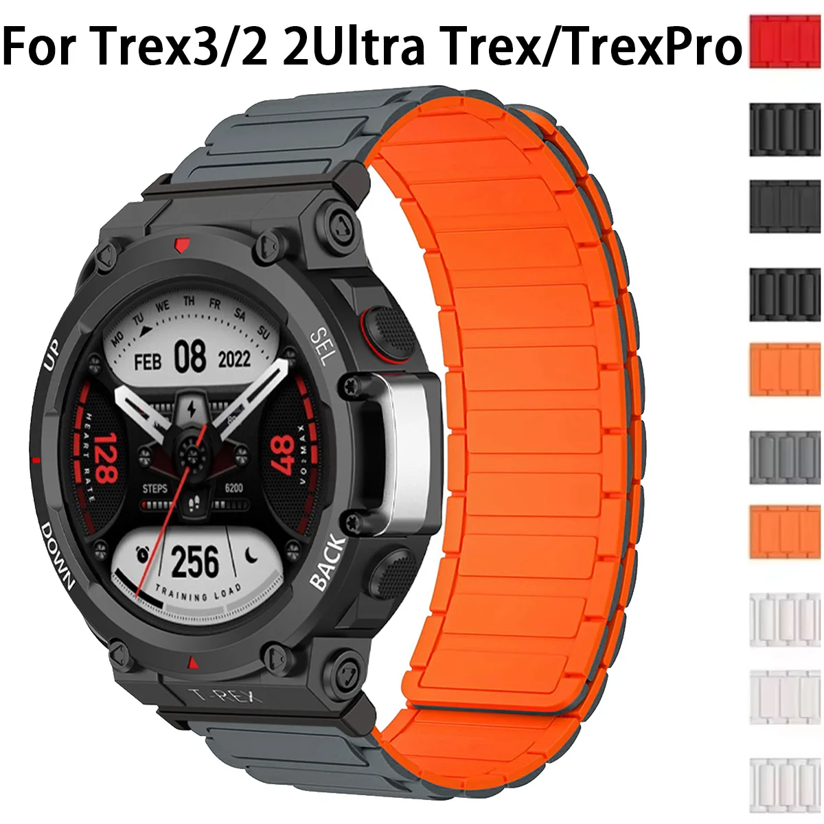 Soft Silicone Magnetic Strap For Huami Amazfit T-rex/T Rex Pro Watch Band Bracelet For Amazfit Trex 2/3 Replacement Wrist Strap
