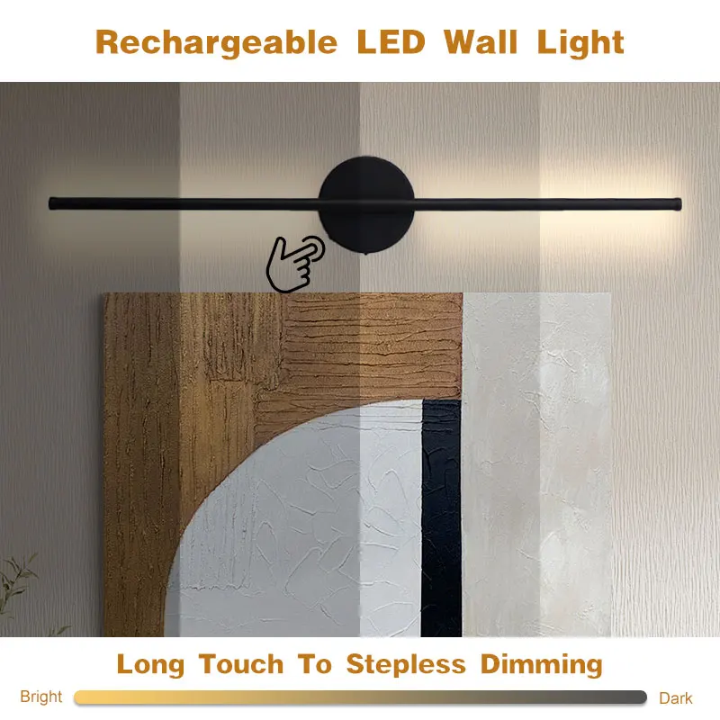 Applique murale LED avec batterie Rechargeable USB, avec télécommande, interrupteur tactile sans fil, variable, 3000-6000K