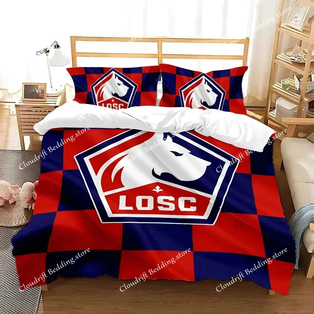 

Football Club Bedding Set,Single Twin Full Queen King Size,Lille OSC Baby Boy Bed Set Kid Bedroom Bedding Sets