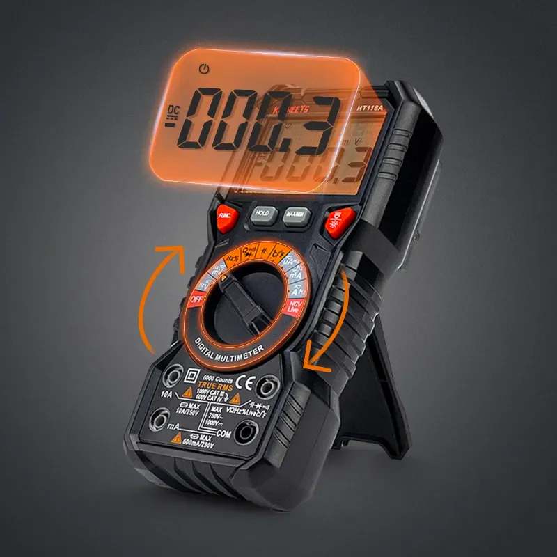 KAIWEETS HT118A Digitális multimeter ture RMS automat Jelentőség multimetro 1000V 10A Váltóáram Egyenáram Ohm hz NCV Egyenes adás feszültség Hőfok Időmértékes verselés