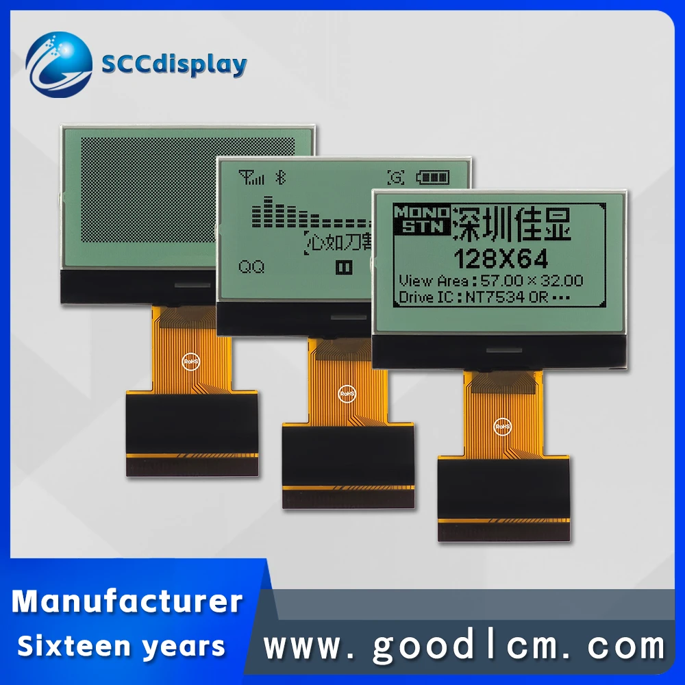 Wholesale COG 12864 LCD screen SJXD12864-5084 FSTN Positive 128*64 industrial LCD dot matrix display screen NT7534 driver