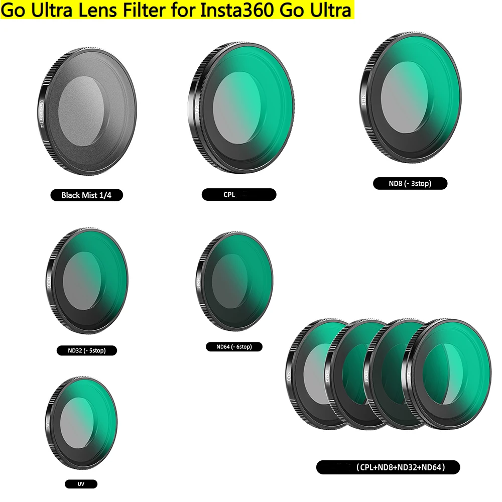 

Lens Filter for Insta360 Go Ultra UV/CPL/ND Filters Set,Lens Guard HD Optical Glass Frame Waterproof Double Sided Coating Filter