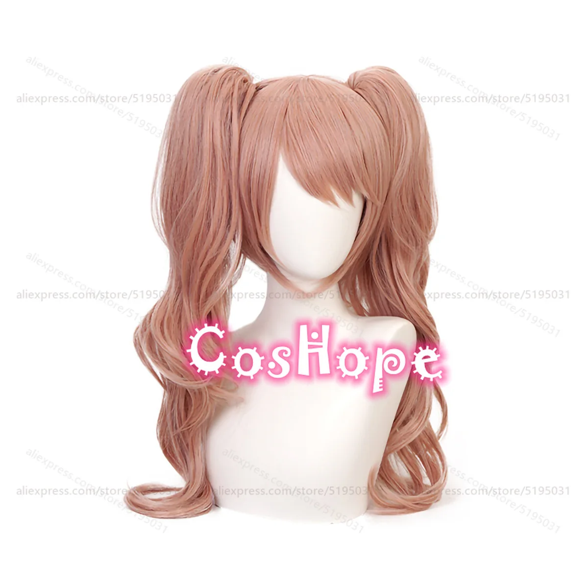 Enoshima Junko Cosplay Wig with Double Ponytails Pink Wig Cosplay Anime Cosplay Wigs Anime Heat Resistant Synthetic Wigs