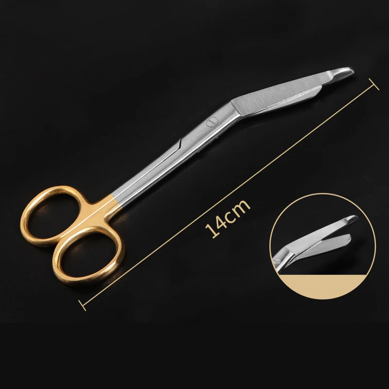 14cm 18cm Long Stainless Steel Gauze Bandage Scissors Golden Handle Nursing Scissors for Medical Orthopedic Tool