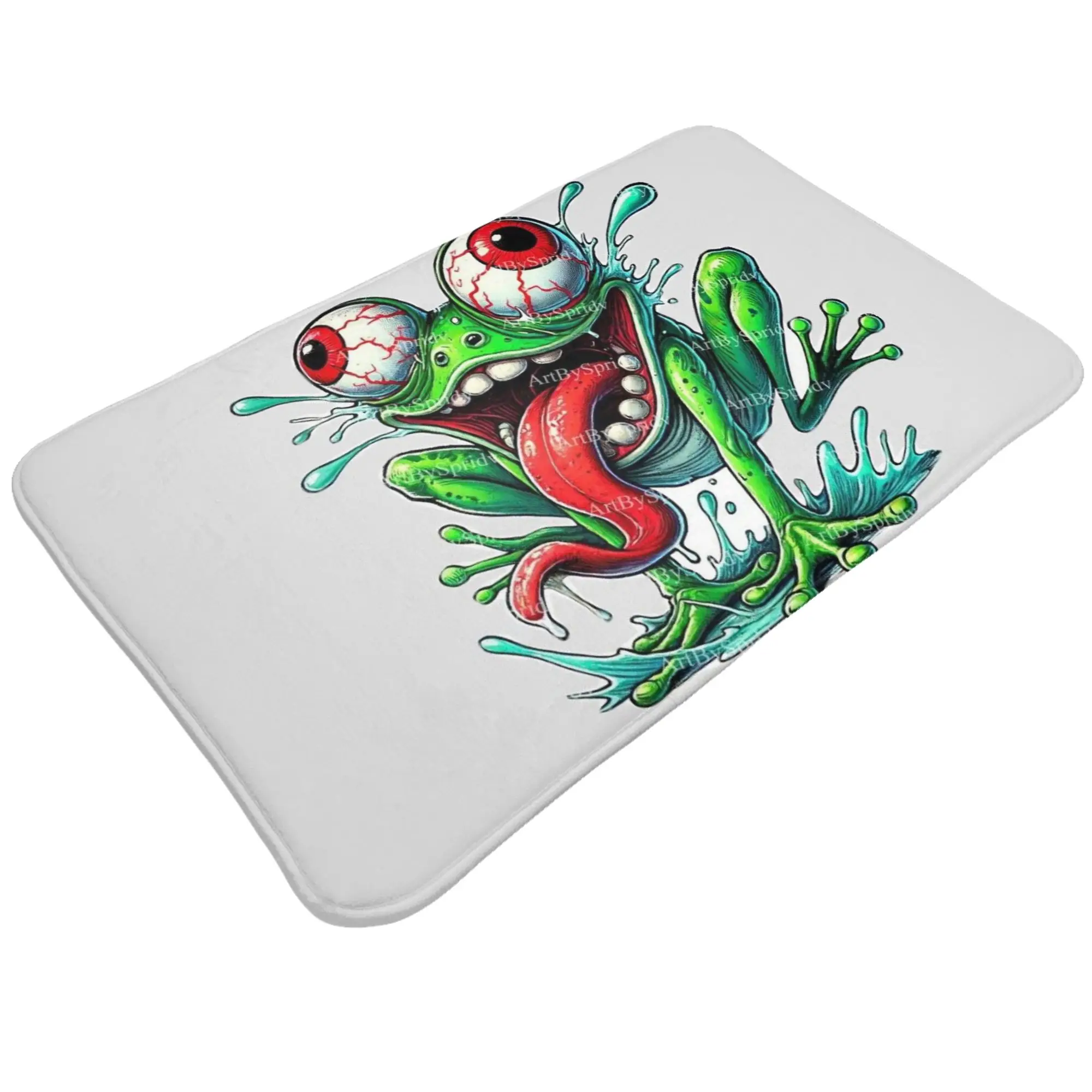 Crazy Frog Big Eyes Tongue Cartoon Print Doormat Bath Living Room Mat  Absorbent Home Decor