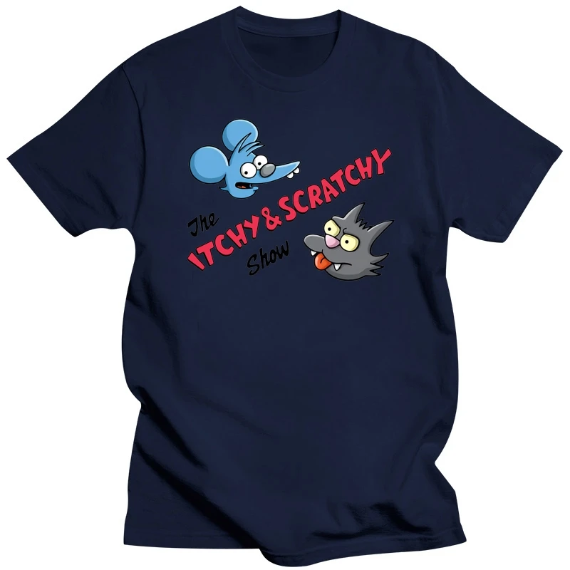 The Itchy & Scratchy Show Funny Tees Cotton Tops T Shirt Clothes Popular T-Shirt Crewneck 100% Cotton Tees