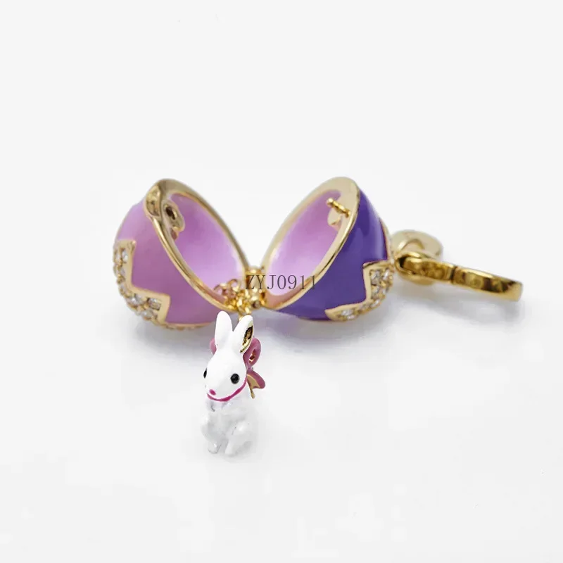 *Easter Egg Pendant Necklace for Girl Bunny Pendant Necklace Sweater Chain Key Pendant Jewelry Birthday and Christmas Gift