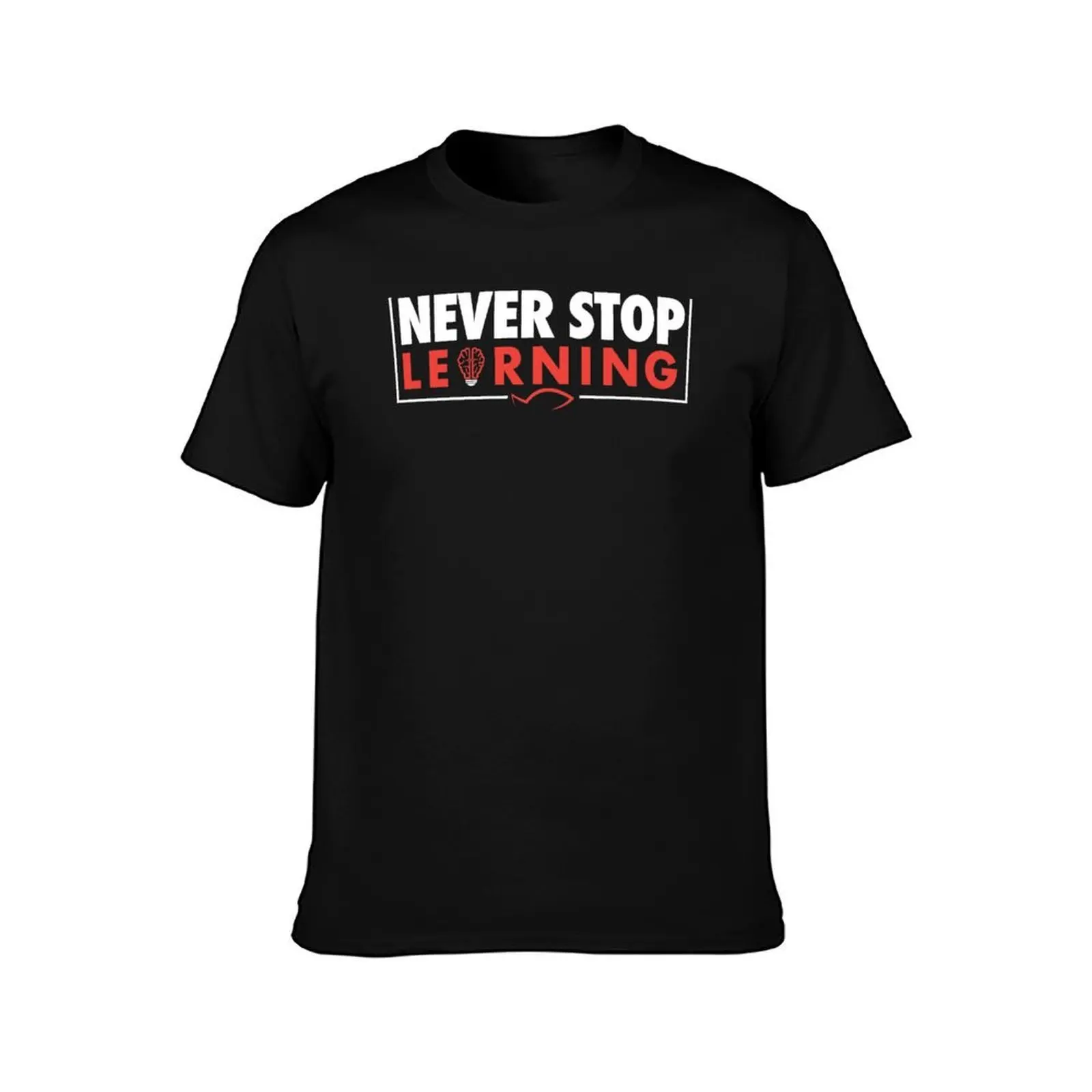 Sweet Fish Media - Never Stop Learning T-Shirt, Summer Casual Cotton Tee, Oversized Streetwear Tops, Vintage Graphic Print