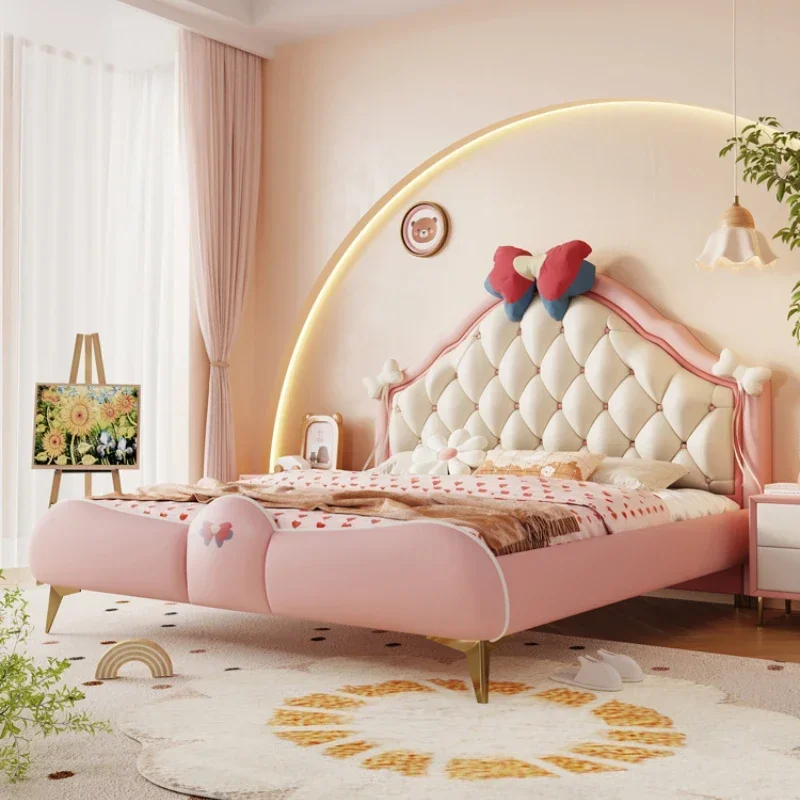 

Princess Modern Pretty Double Bed Frame Girls Pink Solid Wood Children Bed Comferter Villa Camas De Dormitorio Bedroom Set