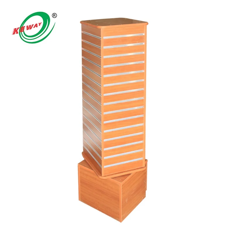 

custom.KEWAY Custom 24 x 24 x 56" 4-Way Slatwall Tall Tower Rotating Slatwall Panels Gondola Aluminum Insert Retail Display She