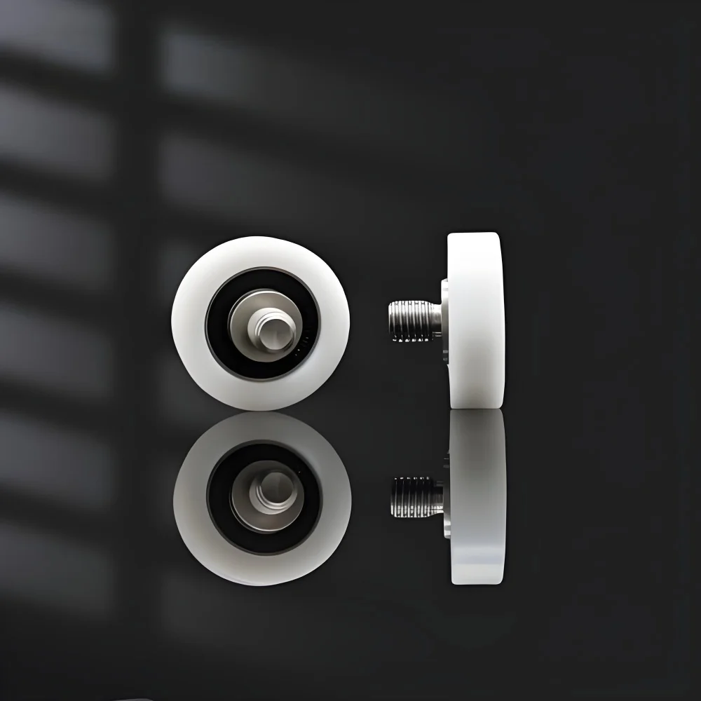 Wear resistant plastic coated bearings, stainless steel shafts, screw pulleys, POM plastic nylon rollers