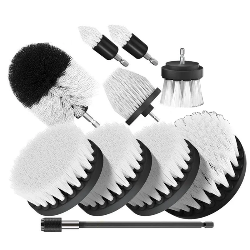 

ABVA-Electric Brush With Extended Attachment Set- Car Cleaning 10Pcs Drill Brush Tools Shower Brush