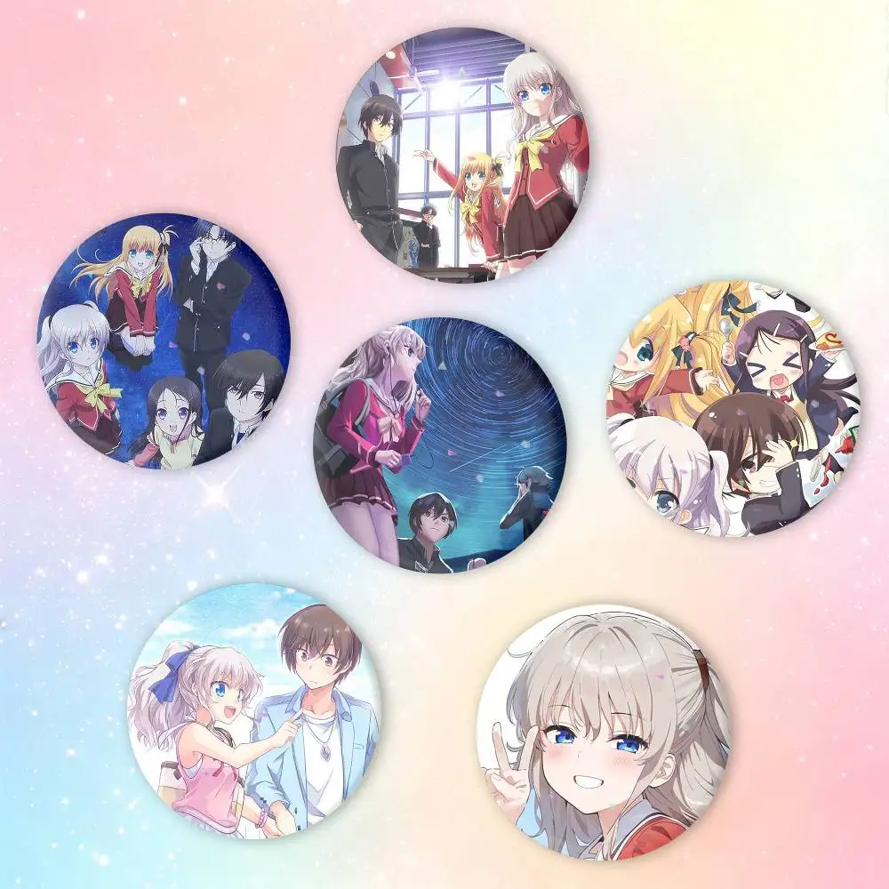 Anime Charlotte Badges Creative Tinplate Button PinsBrooch Badge Clothes Backpack