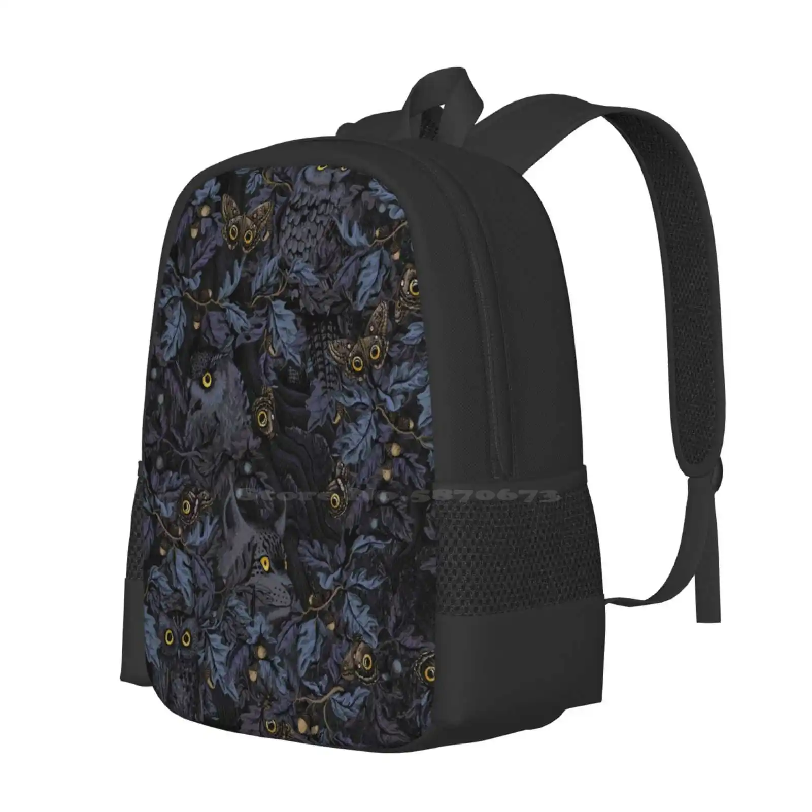 Fit In ( Moonlight Blue ) School Bags Travel Laptop Backpack Autumn Leaves Oak Acorn Horned Owl Owls Eye Eyes Butterfly