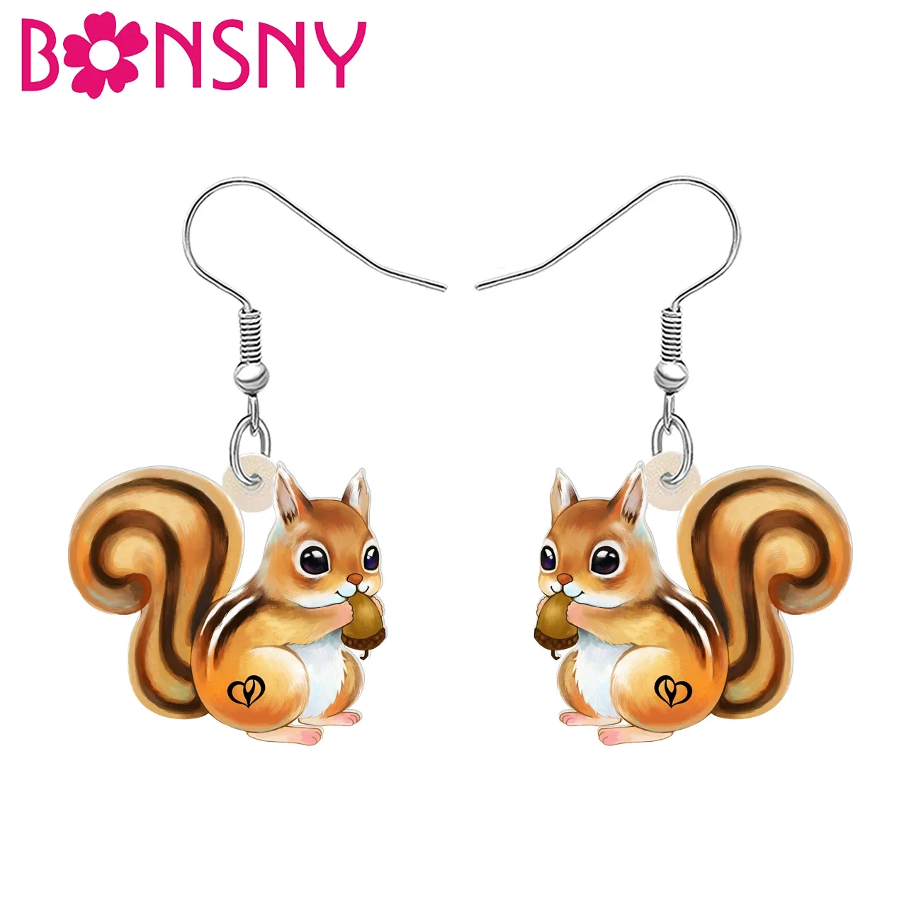 BONSNY Acrylic Chubby Squirrel Earrings Dangle Drop Cute Animal Jewelry Party Favors for Women Girls Friends Charms Gifts