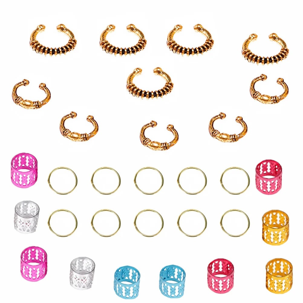 

30 Pcs Metal Headdress DIY Headdress Cuffs Decorative Hair Cuffs Fashion Hair Braids Rings Headwear Women Accessories