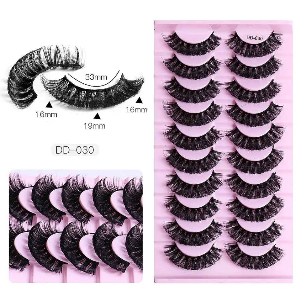 10 pares tiras rusas curva DD 3D reutilizables esponjosas extensión rusa 5