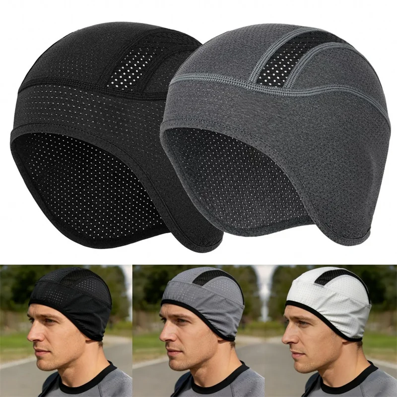 Quick Dry Breathable Mesh Beanies Skull Hat Cycling Bicycle Motorcycle Under Helmet Liner Hat Wicking Sweat Sports Running Cap