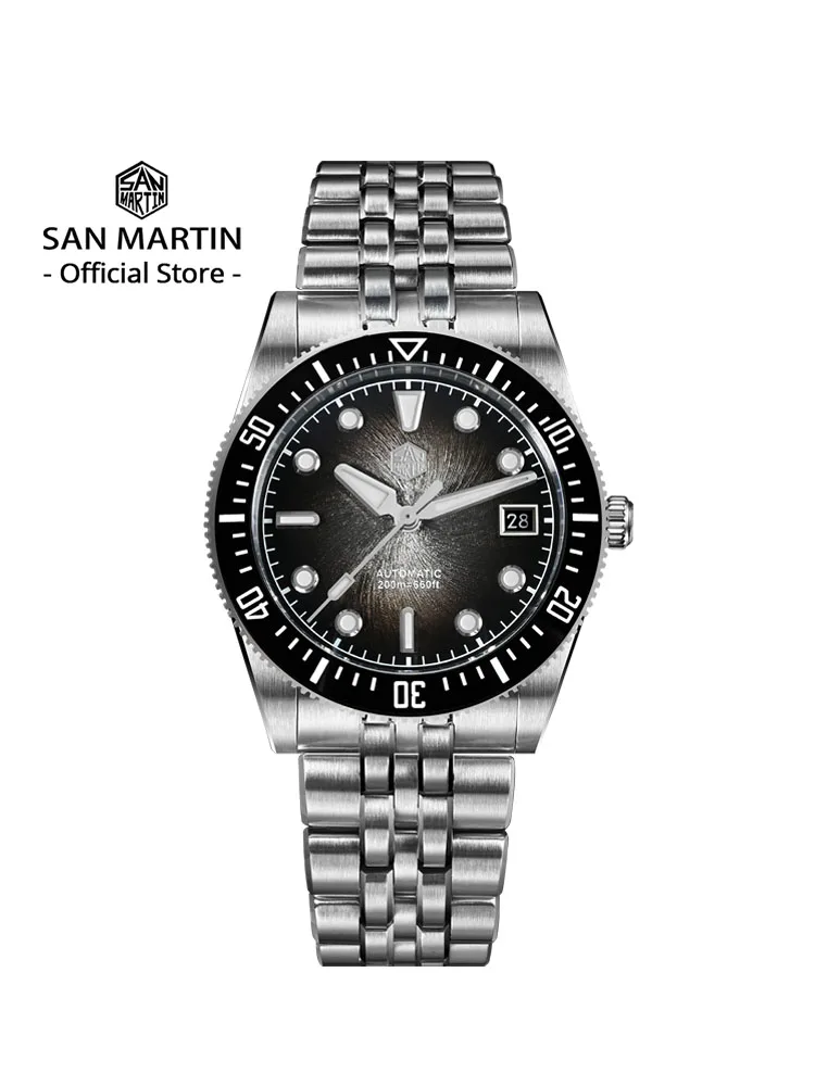 

San Martin 37.5mm 40mm Enamel Spiral Vortex Dial Men Luxury Diver Watch Miyota 9015 Automatic Mechanical Waterproof 200m SN0148