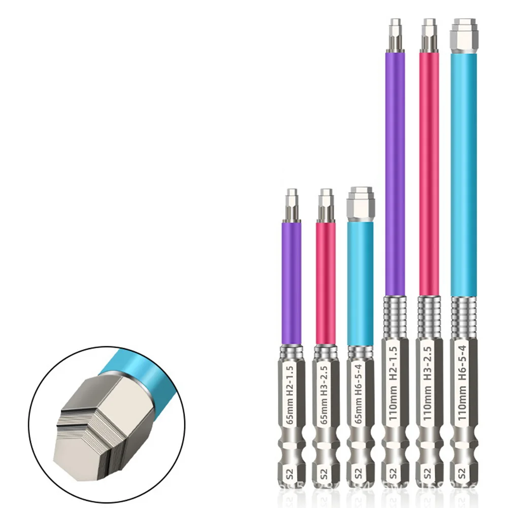 6 Piece Hex Shank Screwdriver Bit Set for Electric Drills Featuring Pagoda Socket Design and Enhanced Torque Transmission