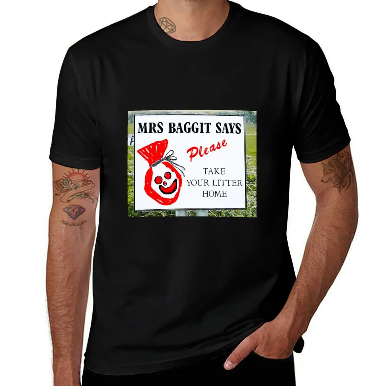 Mrs Baggit says take your litter home T-Shirt mens graphic t shirts T-Shirt