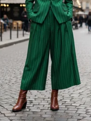 Missuoo Urban Women's Striped Loose Pants High Waist Ankle-length Wide Leg Trousers 2025 Fall New Formal Bottom for Urban Female
