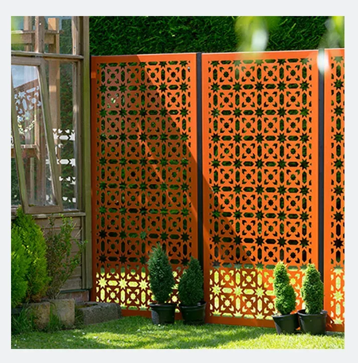 2023 custom design garden decorative  laser cut perforated fencing panels  corten steel garden fence