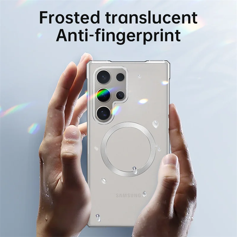 金属フレームプッシュプルつや消しバックボード電話ケース三星銀河 S24 S25 超 Magsafe 磁気耐衝撃保護ケース