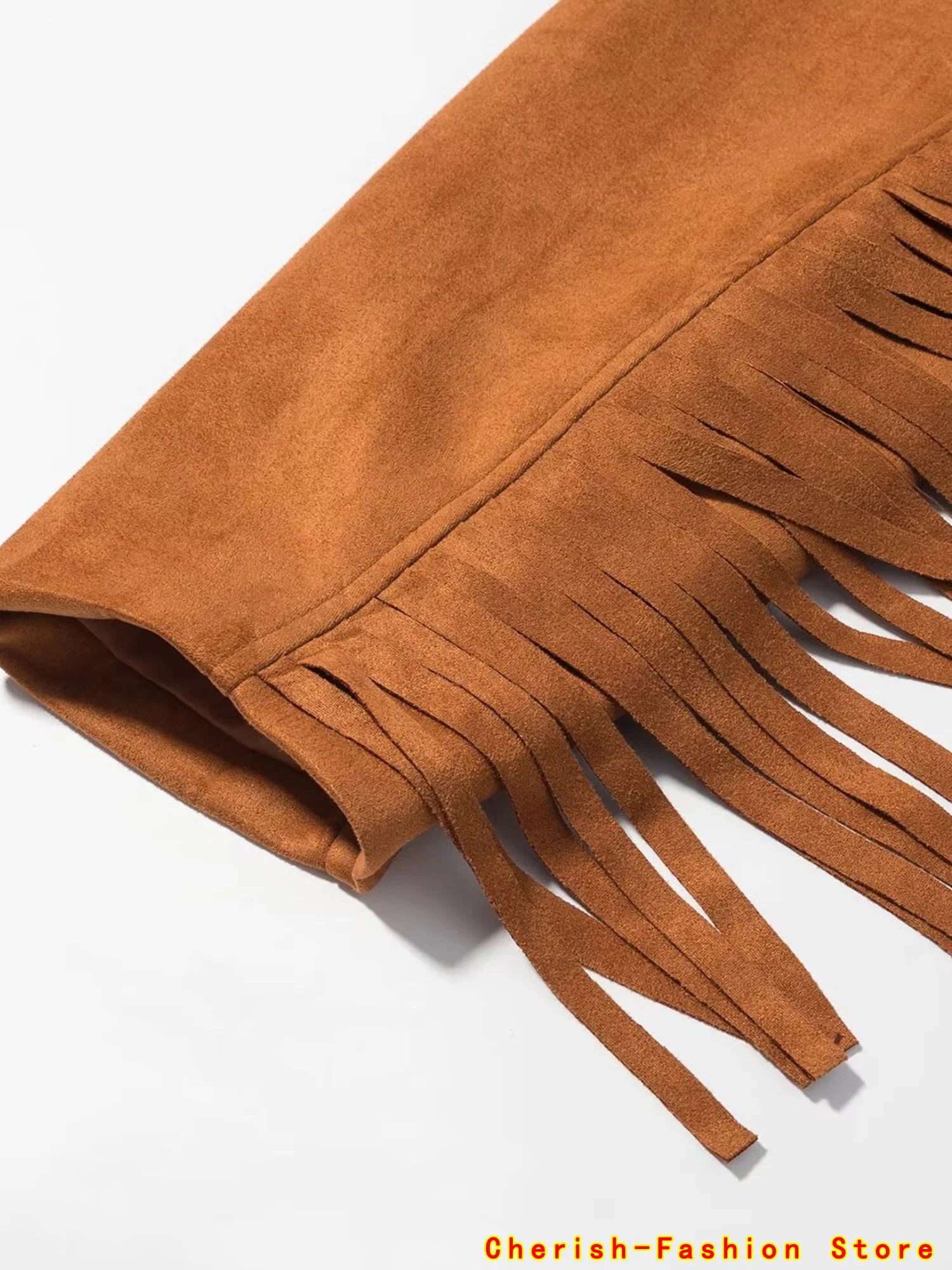 2025 Moda donna manica lunga cerniera capispalla allentato Lady Autunno Chic High Street giacche giacca in pelle scamosciata corta con nappa marrone