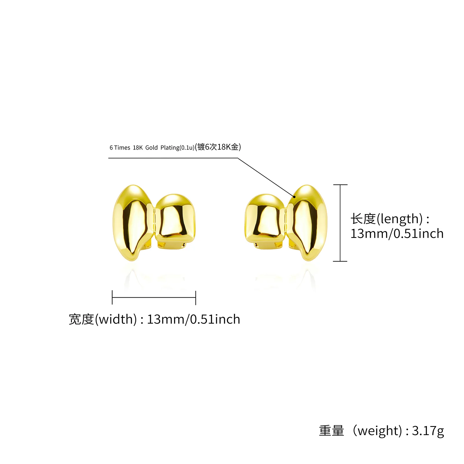 TOPGRILLZ مصاص دماء لتقوم بها بنفسك الأنياب المزدوجة Grillz قبعات الأسنان اللامعة القابلة للإزالة 2 قطعة شوايات الأسنان للرجال النساء هالوين تأثيري هدية