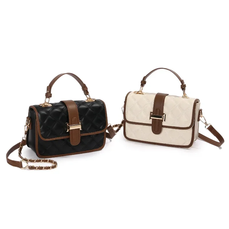 Xiaoxiangfeng سلسلة الماس حقيبة مربعة صغيرة جديدة عصرية ومتعددة الاستخدامات، حقيبة كتف محمولة شهيرة للنساء