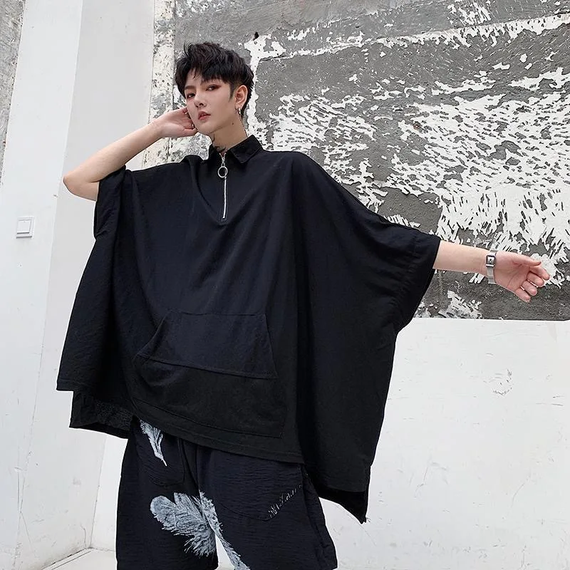 

ARENS Techwear, черная футболка большого размера, летняя футболка с рукавами «долман», футболка с лентой, анорак, мужская панк-японская уличная одежда, хип-хоп, готика