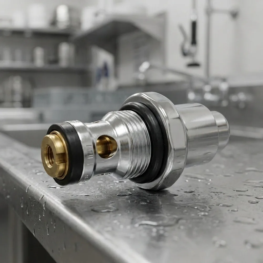 Single Handle Faucet Valve Core Assembly Compatible with Pre Rinse Spray Heads and Standard Commercial Sink Plumbing