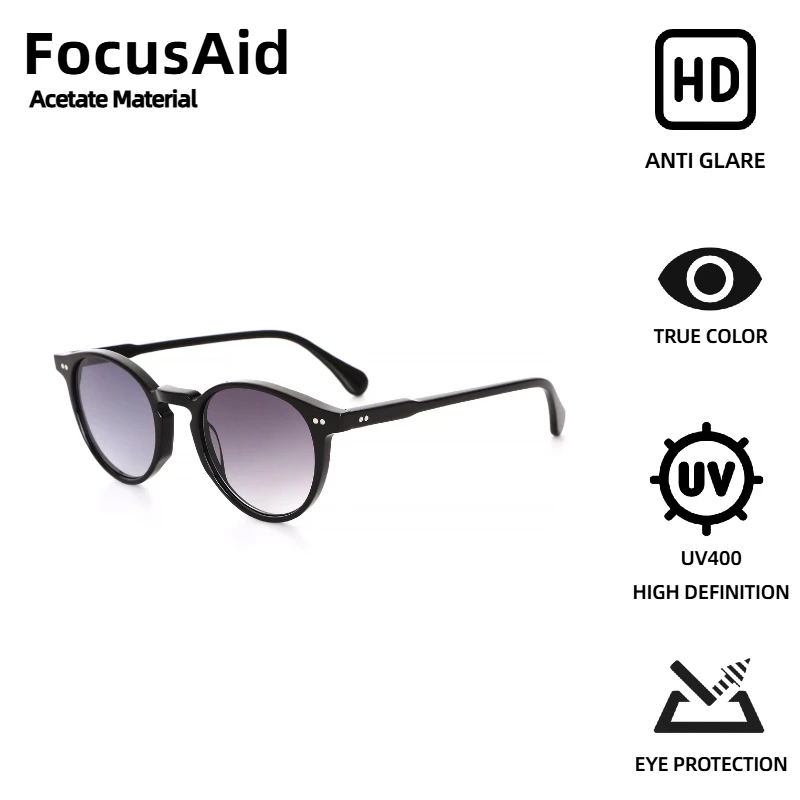

FocusAid Fashion Vintage Women's Sunglasses Rivet Design Men's Acetate Sunglasses UV400 Lunettes De Soleil Nylon Colored Lenses