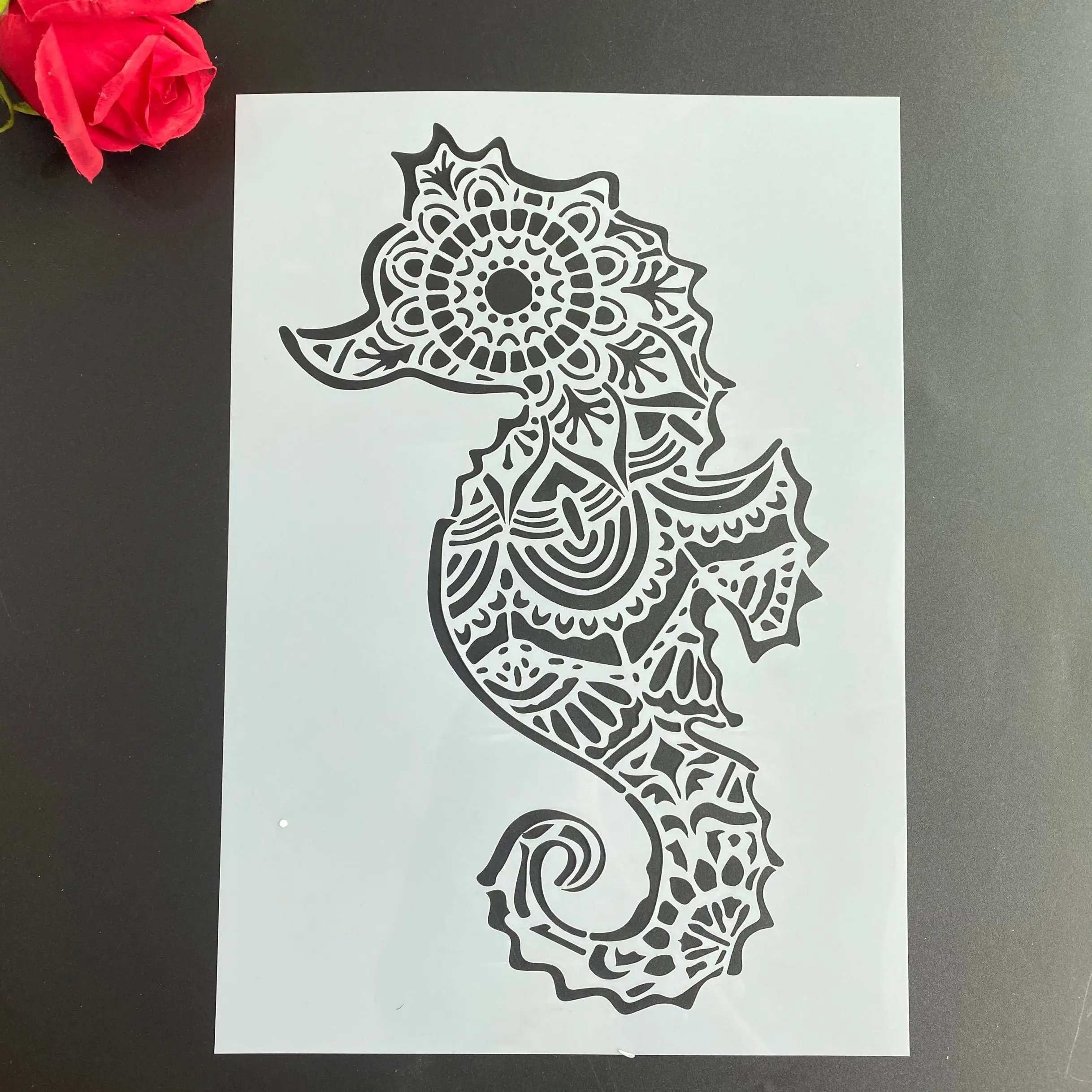 A4 29 *21cm DIY Stencils Wall Painting Scrapbook Coloring Embossing Album Decorative Paper Card Template,wall animal hippocampus