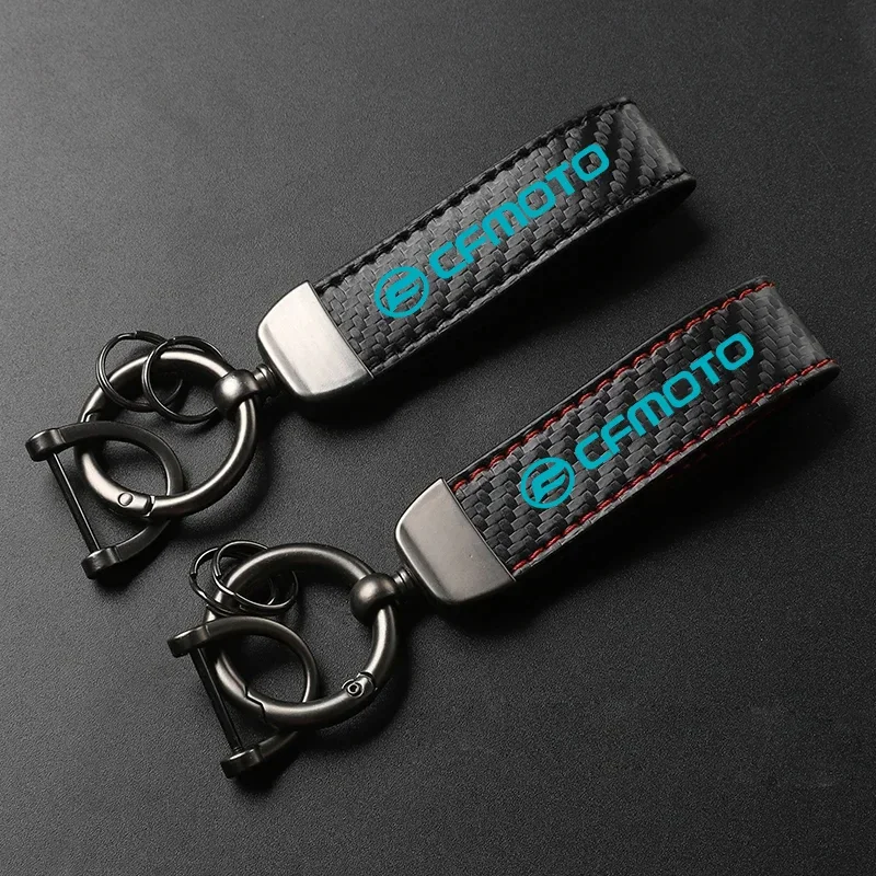 1PCS Motorcycle PU Leather Carbon Fiber Pattern Keychain Accessories  for Cfmoto 250sr 650mt Nk400 650 Gt Nk Auto Accessories