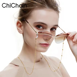 Chichain Stylish Pearl Beaded Crystal Eyeglasses Necklace for Women , Chic Stainless Steel Glasses Holders Chains 4 colors