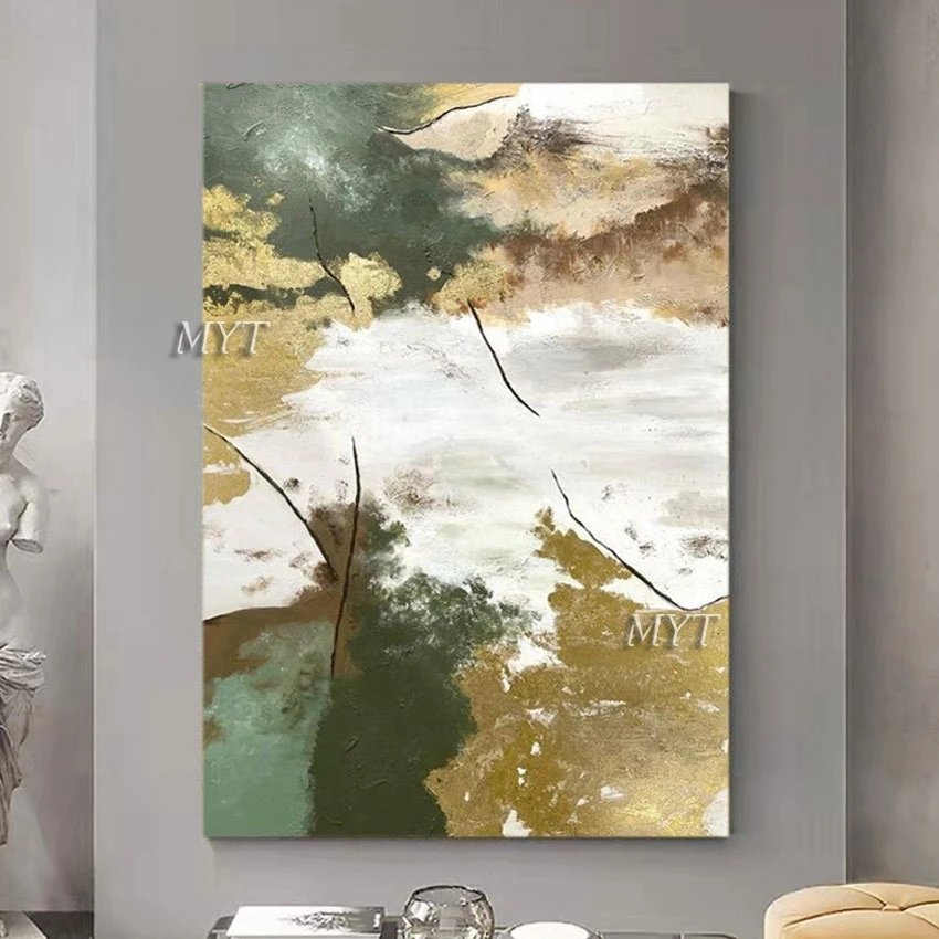 

Gold Foil Textured Art Painting Modern Canvas Abstract Picture Office Artwork Unframed Luxury Living Room Decor Wall Hanging